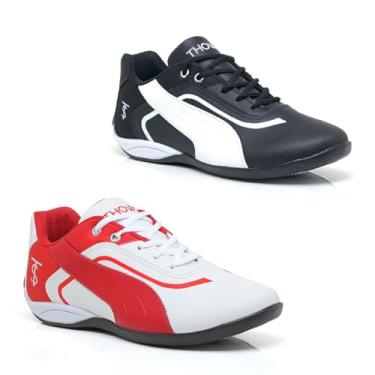 Imagem de Thows Chuteira Futsal Masculino Adulto, Kit 2 Pares, Solado Antiderrapante (Preto/Branco E Branco/Vermelho, BR, Adulto, Numérico, 38)