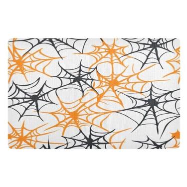 Imagem de STAYTOP Tapete de porta Happy Halloween para entrada externa 81 x 50 cm, tapete de boas-vindas ao ar livre/interno, tapetes de banho fofos, capacho frontal antiderrapante para entrada, pátio, áreas de