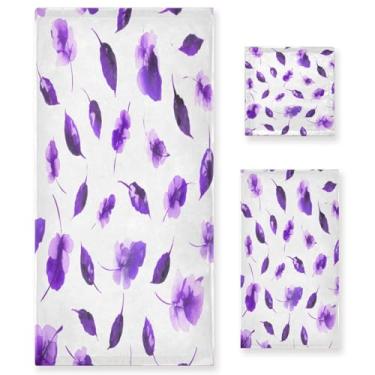 Imagem de Wassud Conjunto de 3 toalhas de banho com folhas de flores, toalhas super macias e absorventes para banheiro, toalhas de banho de secagem rápida, toalha de banho para academia, spa, hotel