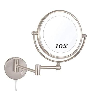 Imagem de Espelho de banheiro doméstico montado na parede, espelho de maquiagem redondo rotação 360, maquiagem, barbear, cuidados com o rosto