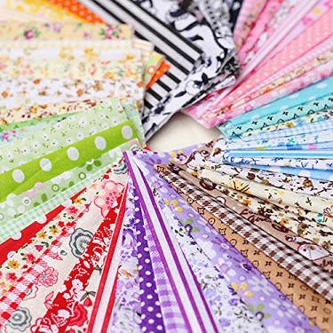 Imagem de 100 Peças de Tecido Algodão com Estampas Florais Assortidas para Costura Patchwork Quilting e Projetos Artesanato DIY