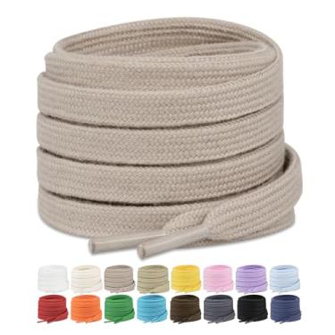 Imagem de Stepace 2 pares de cadarços planos para tênis 1,5 cm de algodão poliéster premium para calçados atléticos, Cinzento-acastan, 51Inch(130cm)