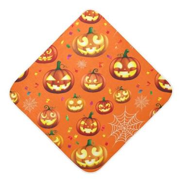 Imagem de Burbuja Glowing Jack O Lantern Pumpkins Toalha de banho para bebê - Toalha com capuz de musselina macia e absorvente para recém-nascidos e bebês, 76 x 76 cm