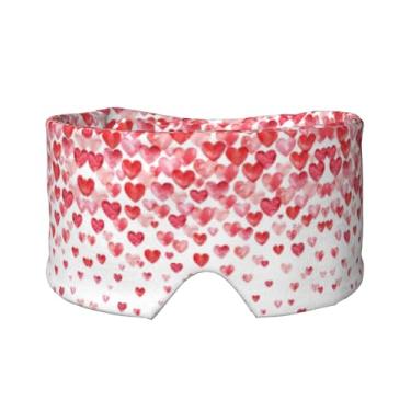 Imagem de Máscara protetora para olhos e orelhas com estampa de corações vermelhos caindo respirável, ajustável, blecaute, confortável
