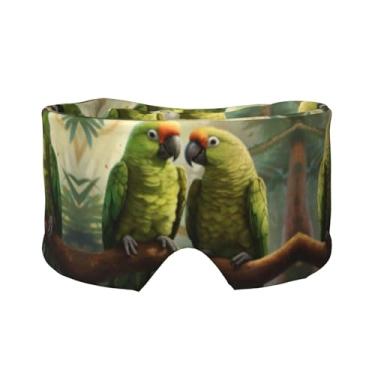 Imagem de Máscara para dormir com estampa de papagaios e orelhas para dormir com estampa de papagaios, respirável, ajustável, blecaute, venda, confortável