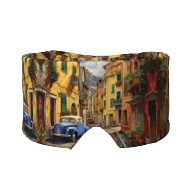 Imagem de Máscara italiana para dormir com estampa de rua para olhos e orelhas, respirável, ajustável, blecaute, venda, confortável