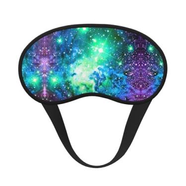 Imagem de Máscara de dormir blecaute com estampa de galáxia verde, azul, roxa, máscara para os olhos, leve, macia, para dormir, meditação, viagem, ioga