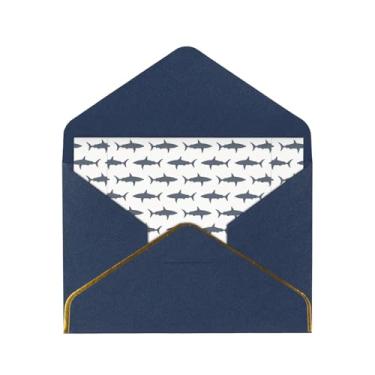 Imagem de SKKNT Cartões de felicitações com estampa de peixe e tubarão para todas as ocasiões, convites de festa de aniversário de casamento, 12,7 x 15,2 cm