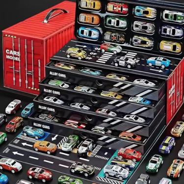 Imagem de Kit 48 Mini Carros com Pista + Maleta Organizadora | Brinquedo Infantil Educativo | Carrinhos Colecionáveis | Presente para Meninos e Meninas 3+ Leo Top Store
