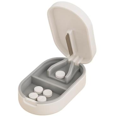 Imagem de Cortador de Comprimidos Pilbox Facil Corte Armazena Comprimidos Lamina Afiada Precisa Pill Cutter (Branco)