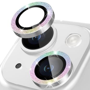 Imagem de Protetor de lente de câmera para iPhone 14, anel de metal de liga de alumínio individual com glitter, protetor de tela de vidro temperado 9H, protetor de tela de luxo HD antiarranhões acessórios para