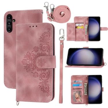 Imagem de Dswteny Capa carteira para Samsung Galaxy S25 FE 5G com alça de pulso alça de ombro transversal, flip de couro em relevo, suporte para cartão de crédito, capa para celular para S 25 EF S25FE 25S 25FE