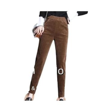 Imagem de Calças Lápis De Veludo Cotelê De Cintura Alta Para Mulheres, Outono In