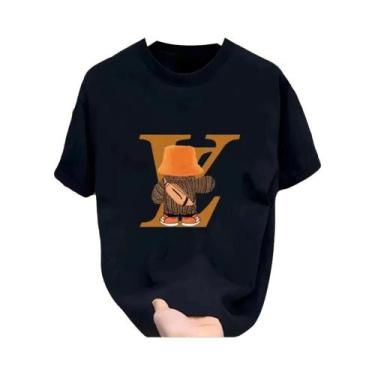 Imagem de Camiseta Unissex Oversized De Algodão Com Gola Redonda E Manga Curta, 