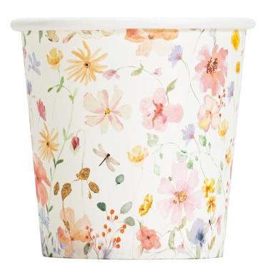 Imagem de Crisky Copos de papel de 85 g Copo Dixie [pacote com 100], copos de banheiro descartáveis, copo pequeno para enxaguante bucal floral, café de bebida quente/frio, sobremesa para festas de aniversário