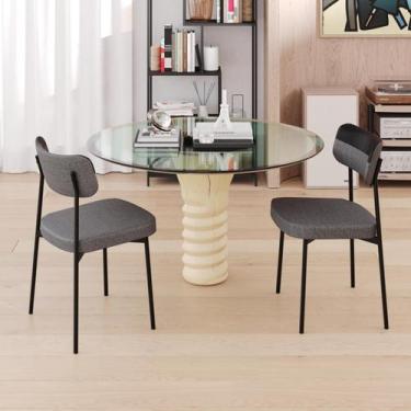 Imagem de Cadeira de Jantar Mynna Tecido Mesclado Est.Preta - Metalig