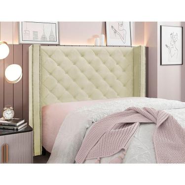 Imagem de Cabeceira Estofada Egito Spz 195cm Casal Veludo - Bege