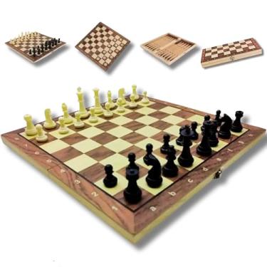 Imagem de Jogo Xadrez 3x1 Magnético Clássico Profissional Grande Luxo 39x39 Tabuleiro 100% Madeira Reflorestada Acabamento em Verniz Peças em Alto Acabamento em Resina Aesthetic