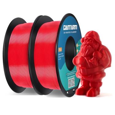 Imagem de GIANTARM Filamento de impressora 3D, 2 filamentos pla vermelhos, carretel de 1 kg, precisão de dimensão de 1,75 mm +/- 0,03 mm, filamento de impressão 3D
