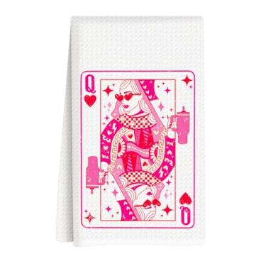 Imagem de ASDFKVFR Toalhas de cozinha para o dia dos namorados, decorações de dia dos namorados, presente para ela, namorado, namorada, toalha de prato rosa fofa rainha de copas, presentes de casamento de