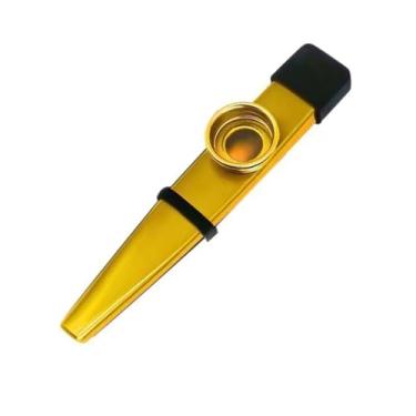 Imagem de Instrumento musical profissional Kazoo de metal, prata, com capa contra poeira e alça de pescoço, para educação musical e desempenho infantil