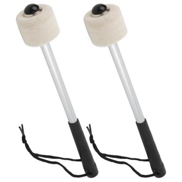 Imagem de Baquetas de cabeça de feltro de lã – Bastões de percussão para baixo, cabo antiderrapante com borracha texturizada para bumbo e marretas de 30,5 cm para tambor de 30,5 cm