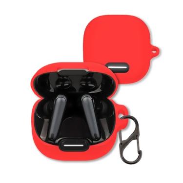 Imagem de Capa para fones de ouvido Soundcore Liberty 4 NC, capa protetora de silicone macio FJIASTB com mosquetão, à prova de choque (vermelho)