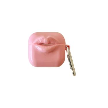 Imagem de Capa para airpods sexy 3D Pink Lips para AirPods 4ª com chaveiro – Capa protetora macia e fina para adolescentes e mulheres (capa de fone de ouvido 4