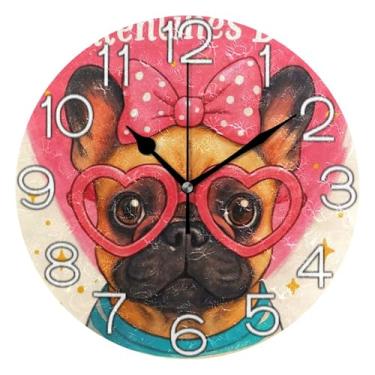 Imagem de GAIGEO Relógio de parede analógico decorativo relógio de cozinha bonito operado por bateria, arte de parede moderna legal decoração de casa, buldogue francês fofo, 25 cm, ponteiros pretos