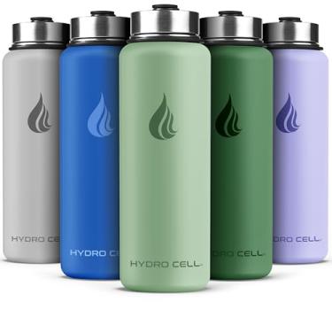 Imagem de HYDRO CELL Garrafa de água isolada de aço inoxidável com canudo - para bebidas frias e quentes - Frasco de metal a vácuo com tampa de rosca e garrafa térmica esportiva moderna à prova de vazamento