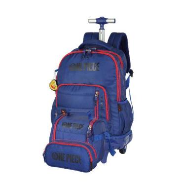 Imagem de Mochila Escolar Rodinhas E Costas + Lancheira + Estojo Triplo One Piec