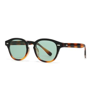 Imagem de JRLLFD Óculos de sol de acrílico retrô literário com pingente de fotografia de rua (ciano)