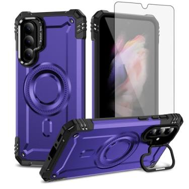 Imagem de Furiet Capa de celular para Samsung Galaxy A36 5G e protetor de tela de vidro temperado 2 camadas, amortecedor rígido, carregamento sem fio, suporte Magsafe, à prova de choque, silicone macio híbrido