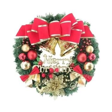 Imagem de Guirlanda De Natal Artificial De 45cm Para Pendurar Na Porta, Acessóri