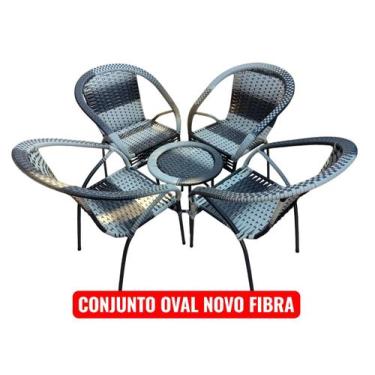 Imagem de Conjunto Oval NOVO fibra areia sala jardim terraço - LAFELI CADEIRAS, 