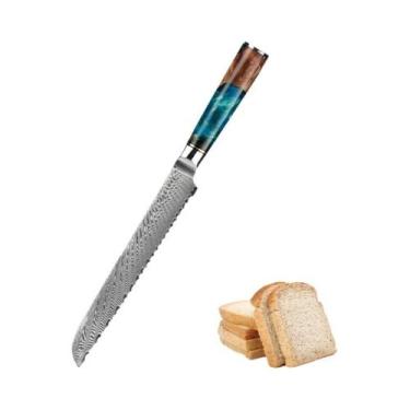 Imagem de Conjunto De Facas De Chef Em Aço Damasco VG10 Com Cabo Azul: Cutelo, F