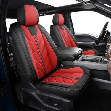 Imagem de BALLIOL Capas de assentos de pickup compatíveis com Dodge Ram 1500 2009-2022 Limited Laramie Big Horn Truck Capas de assento de couro com ajuste personalizado Dodge Ram 2500 3500 cabine dupla e cabine quádrupla (vermelho, 5 conjuntos de assento completo)