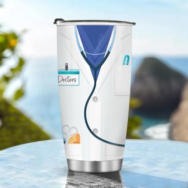 Imagem de Copos isolados de 590 ml Caneca Copo Elegante Natal Presentes de Aniversário para Mulheres Mãe Meninas Meninos Homens Acessórios Essenciais de Viagem Deve Ter Alça Gelada Fria Médicos