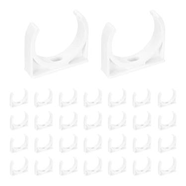 Imagem de HARFINGTON 30 peças de grampos de tubulação de água de PVC em forma de U 1,97" (50 mm) fivelas em forma de U ganchos de suporte de tubo de gancho em U para bandejas de TV, tubulação, suporte de