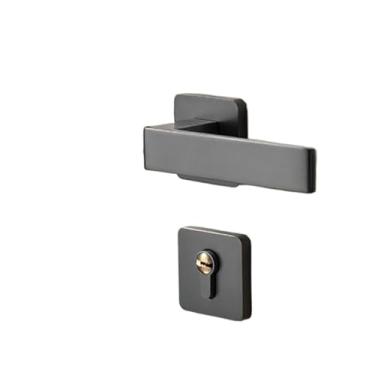 Imagem de Fechadura de porta interna para quarto fechadura magnética silenciosa fechadura de porta de madeira dividida simples maçaneta preta (níquel preto)