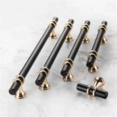 Imagem de HTNAFONI Puxador de móveis dourado puxadores de gaveta de armário puxadores de armário puxador de cozinha puxador preto 1 peça (preto GP-320 mm)