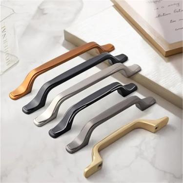 Imagem de HTNAFONI Puxadores de armário de liga de zinco puxadores de porta de armário de móveis puxadores de gaveta puxadores dourados para ferragens de armário 1 peça (preto 96 mm)