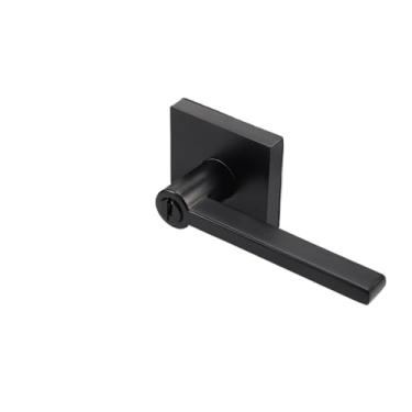 Imagem de VTGVVVTR Trava quadrada de três polos, liga de zinco, três pinos, fechadura de porta de hotel, banheiro, quarto, alça esférica, alça estilo exportação (Fangziaya BlackET com chave)