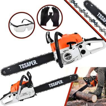 Imagem de Motosserra a Gasolina 3hp T SSAPER Mg52cc Sabre 50cm 52cc 3hp Forte e Robusta + Óculos e Luvas de Proteção.