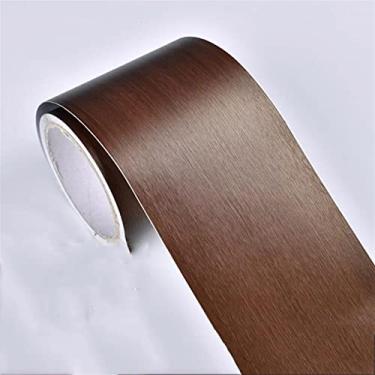 Imagem de GQQGSHOP Faixa autoadesiva de borda de parede de 5 metros, borda de papel de parede à prova d'água, painéis de parede borda de teto moldura de porta linha de cintura decoração de interiores (marrom