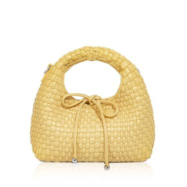 Imagem de JINMANXUE Mini bolsa feminina moderna, sacola de tecido, bolsa composta, bolsa de corrente de tricô, bolsas de ombro transversais, Laço amarelo creme, One Size, Tendência