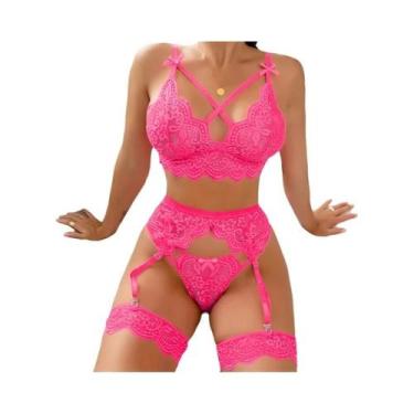 Imagem de Conjunto De Lingerie Sexy Transparente Para Mulheres, Sutiã, Calcinha 