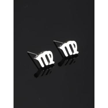 Imagem de 12 brincos de constelação para mulheres, brincos de argola de prata com símbolo de constelação para mulheres, Medium, Metal, Zircônia cúbica