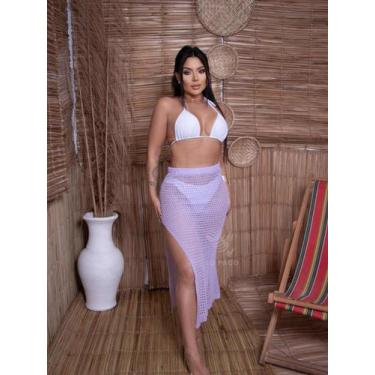 Imagem de Saida de Praia SAIA LONGA tricot comprida com fenda Elegante - Lopaco 