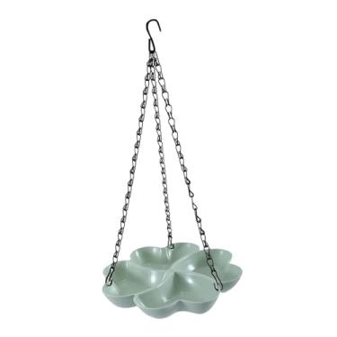 Imagem de Generic Alimentador de pássaros para flores de grande capacidade com corrente, banheira para pássaros com gancho para pendurar em pátios e jardins, Verde